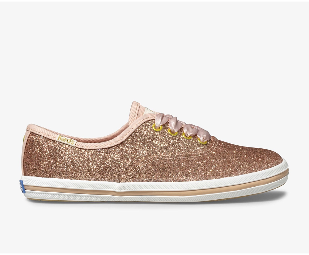 Keds Sneakers Rose Gold - Kate Spade new york Champion Glitter - Kids ZIEUQG-106